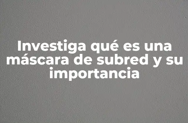 Investiga Qué es una Máscara de Subred y Su Importancia