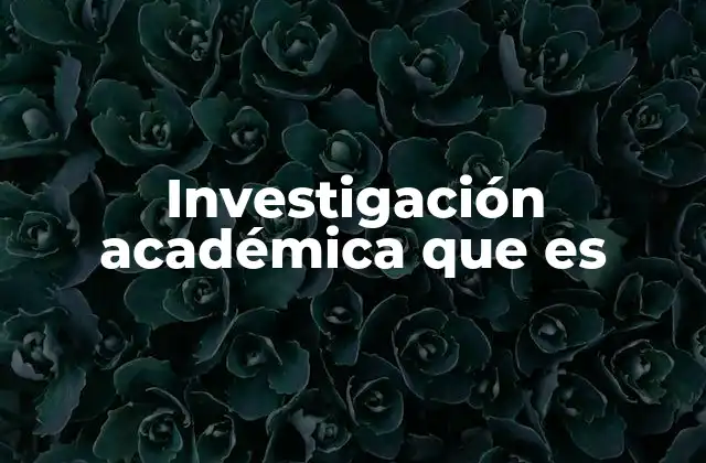 Investigación Académica que es