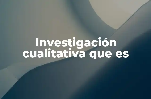 Investigación Cualitativa que es