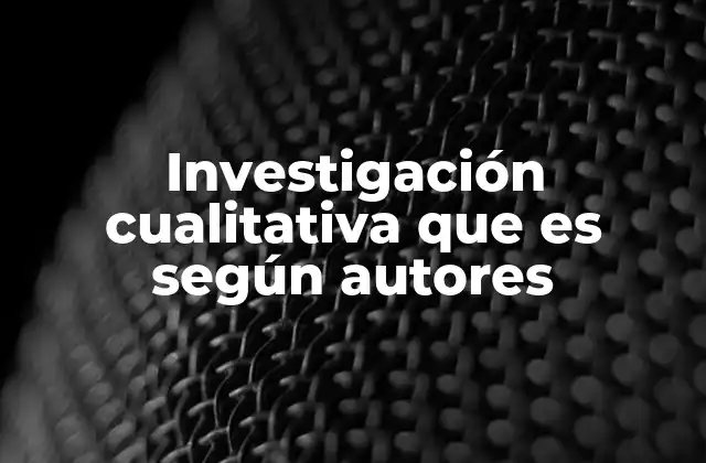 Investigación Cualitativa que es según Autores