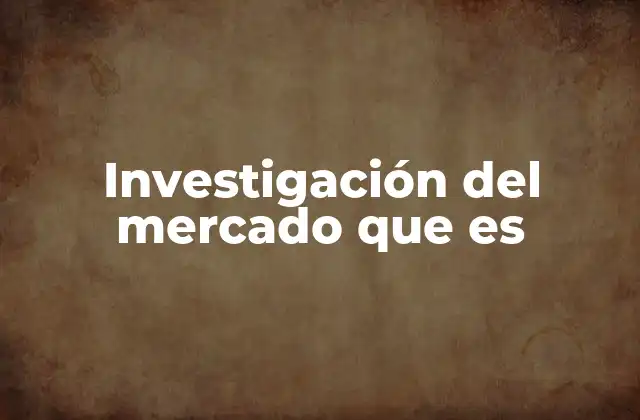 Investigación Del Mercado que es