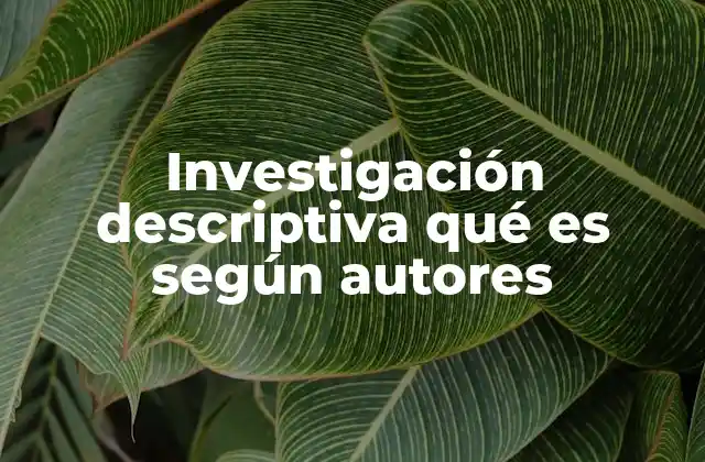 Investigación Descriptiva Qué es según Autores