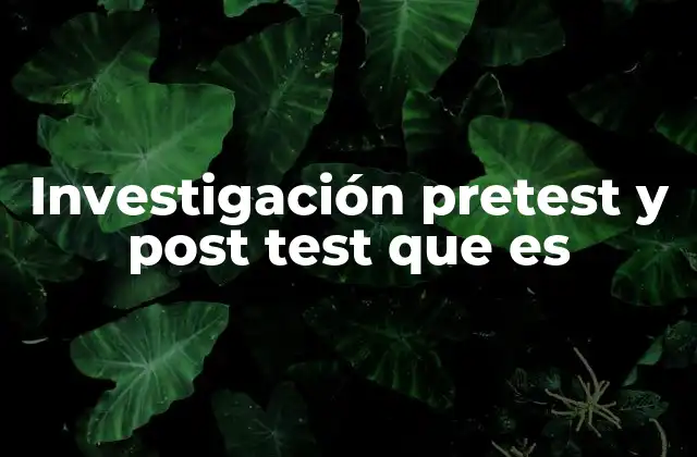 Investigación Pretest y Post Test que es