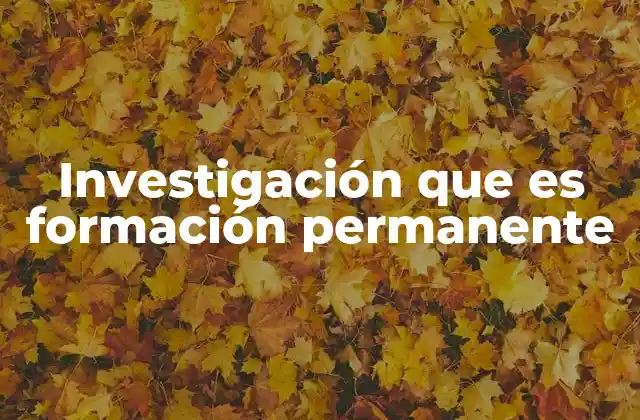 Investigación que es Formación Permanente