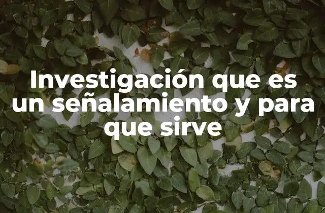 Investigación que es un Señalamiento y para que Sirve