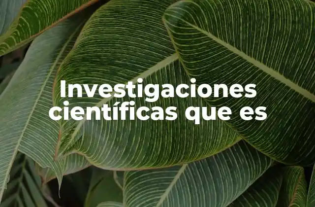 Investigaciones Científicas que es