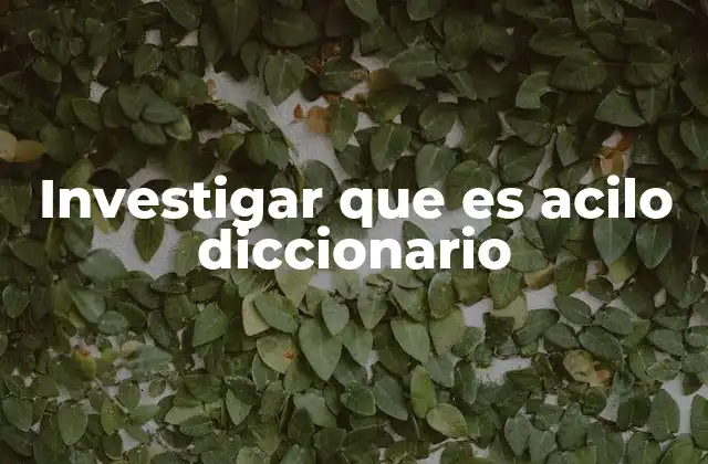 Investigar que es Acilo Diccionario