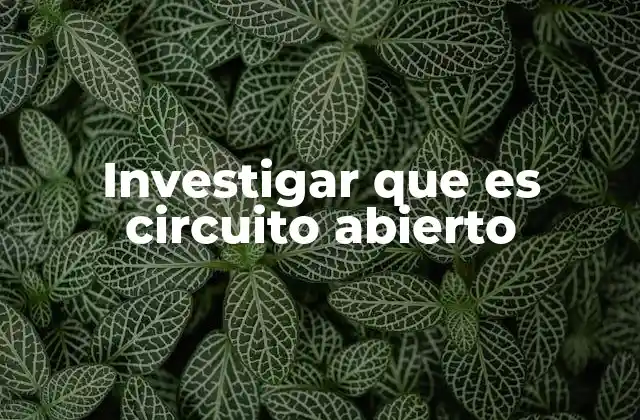 Investigar que es Circuito Abierto
