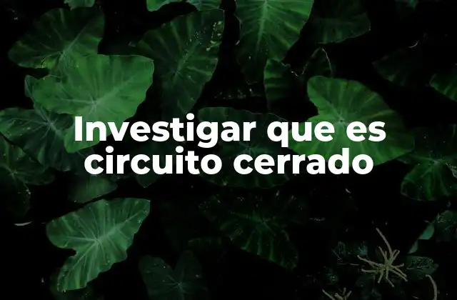 Investigar que es Circuito Cerrado