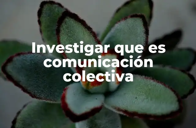 Investigar que es Comunicación Colectiva