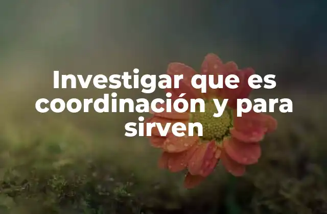 Investigar que es Coordinación y para Sirven