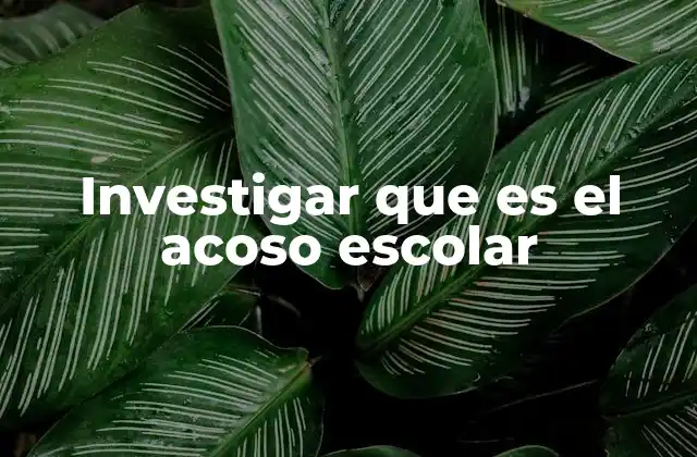 Investigar que es el Acoso Escolar