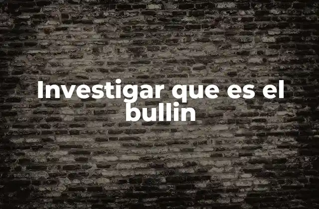 Investigar que es el Bullin