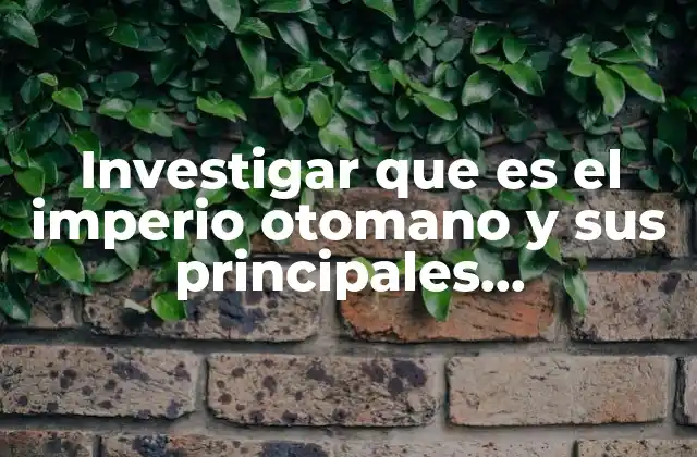 Investigar que es el Imperio Otomano y Sus Principales Características