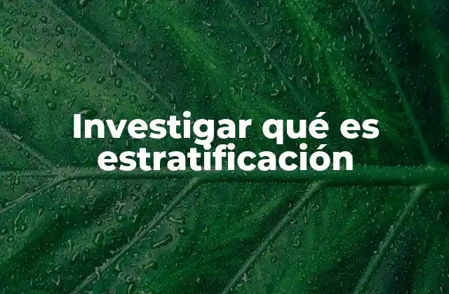 Investigar Qué es Estratificación