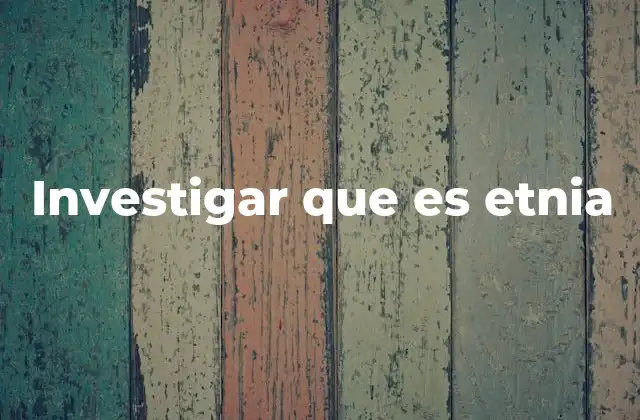 Investigar que es Etnia