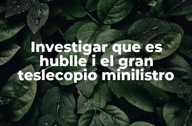 Investigar que es Hublle I el Gran Teslecopio Minilistro