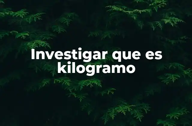 Investigar que es Kilogramo