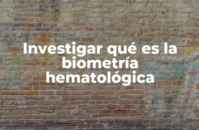 Investigar Qué es la Biometría Hematológica