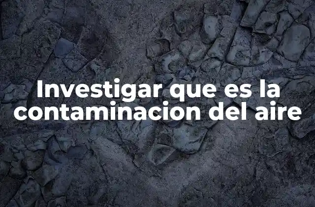 Investigar que es la Contaminacion Del Aire