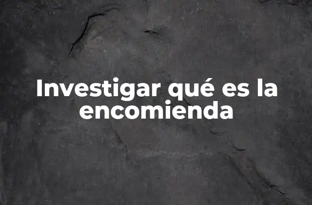 Investigar Qué es la Encomienda