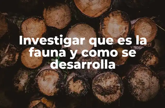 Investigar que es la Fauna y como Se Desarrolla