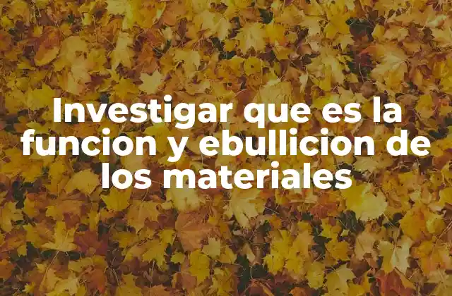 Investigar que es la Funcion y Ebullicion de los Materiales 2 El comportamiento físico de los materiales bajo altas temperaturas