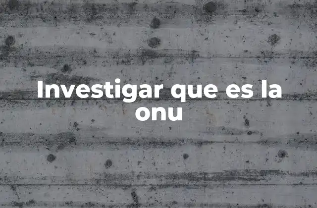 Investigar que es la Onu