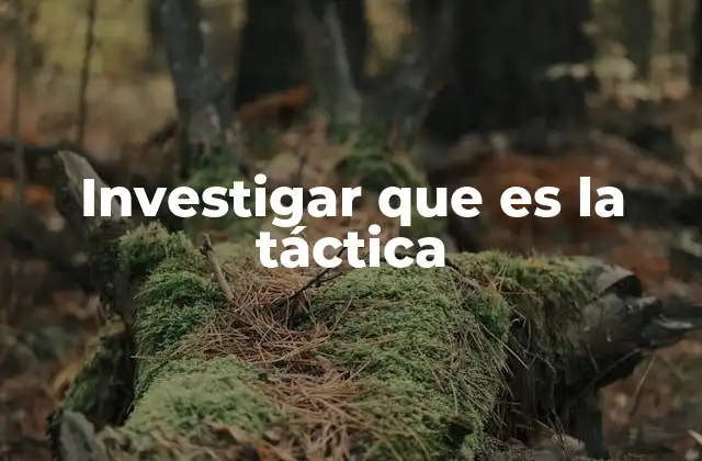 Investigar que es la Táctica