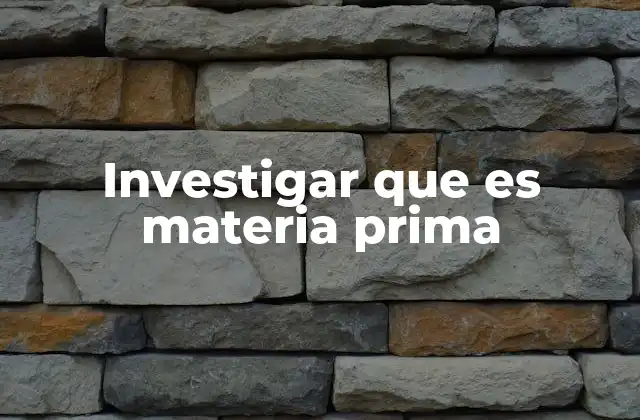 Investigar que es Materia Prima
