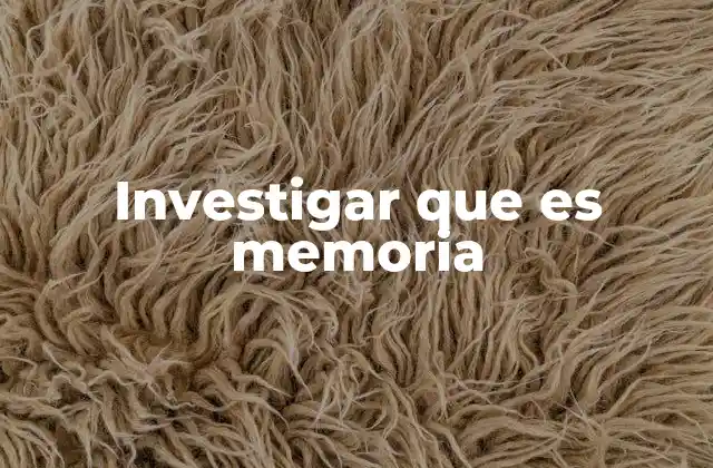Investigar que es Memoria