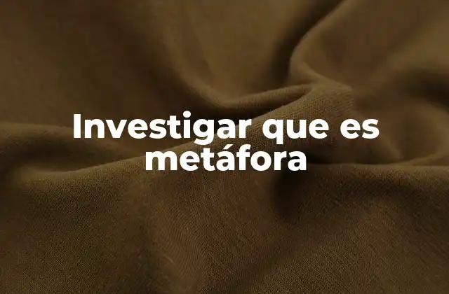 Investigar que es Metáfora