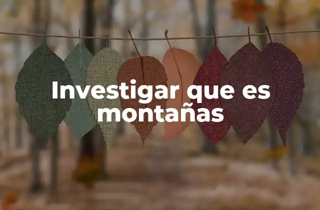 Investigar que es Montañas