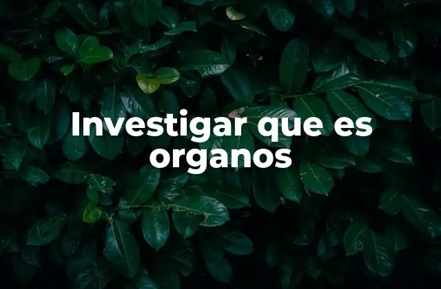 Investigar que es Organos