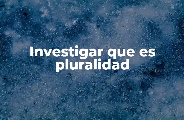 Investigar que es Pluralidad