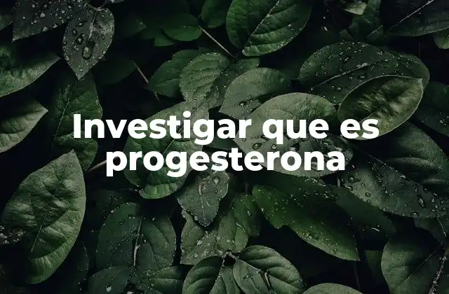 Investigar que es Progesterona