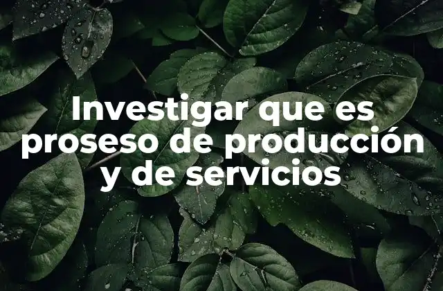 Investigar que es Proseso de Producción y de Servicios