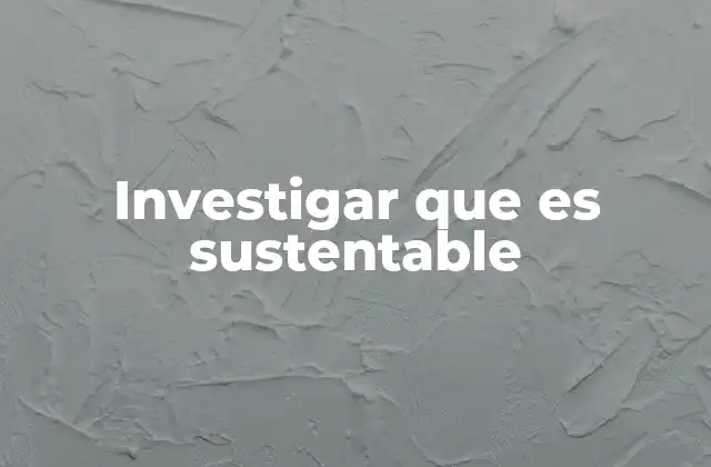 Investigar que es Sustentable