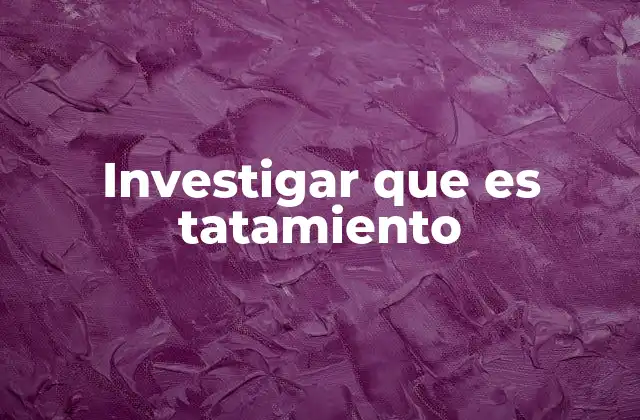 Investigar que es Tatamiento