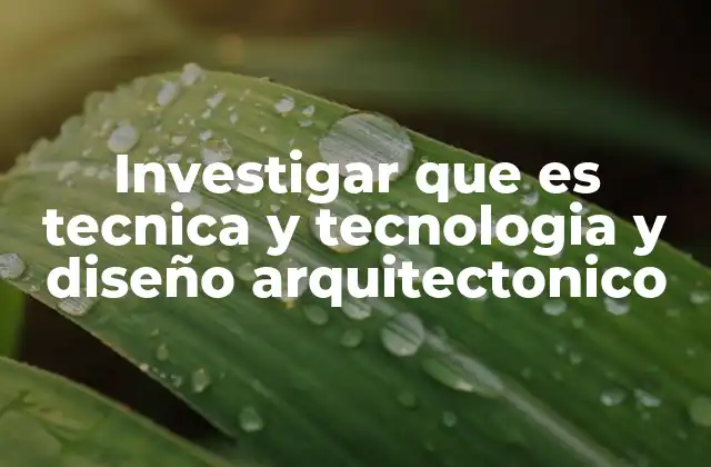 Investigar que es Tecnica y Tecnologia y Diseño Arquitectonico