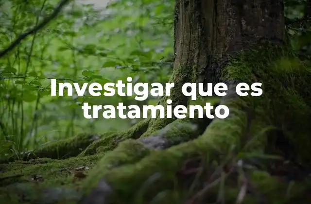 Investigar que es Tratamiento