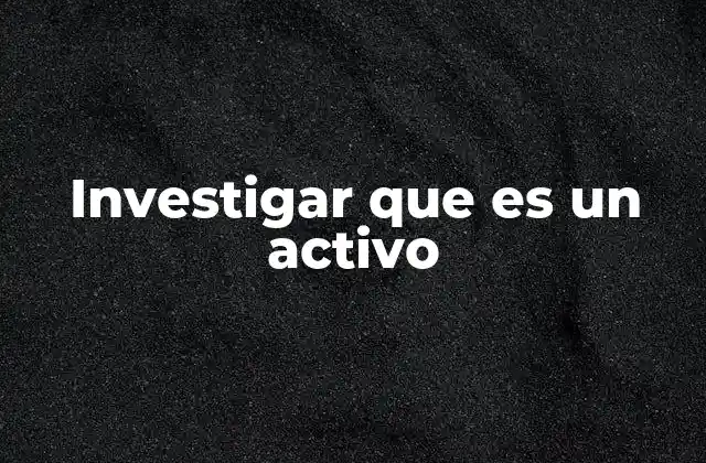 Investigar que es un Activo