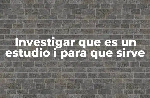 Investigar que es un Estudio I para que Sirve