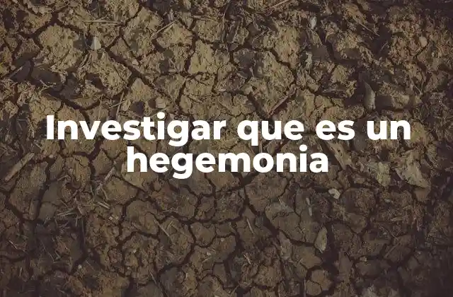Investigar que es un Hegemonia