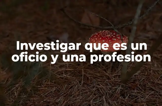 Investigar que es un Oficio y una Profesion