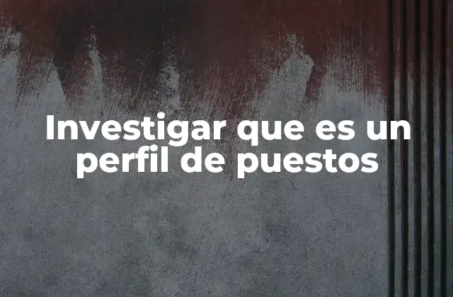 Investigar que es un Perfil de Puestos