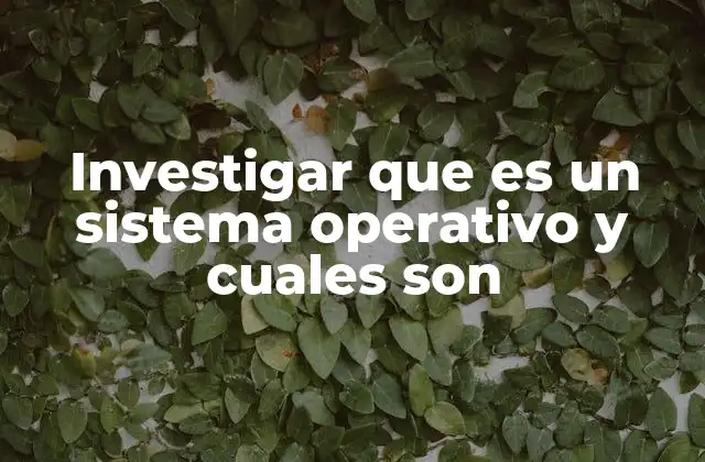 Investigar que es un Sistema Operativo y Cuales Son