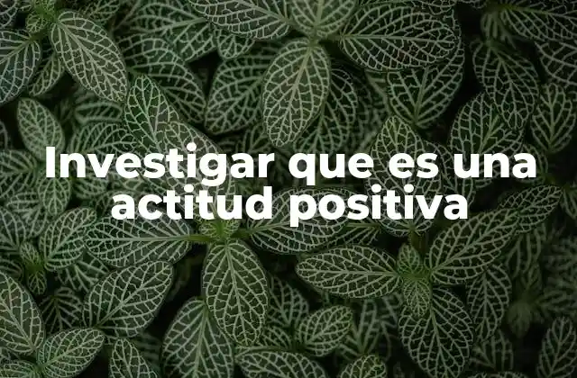 Investigar que es una Actitud Positiva
