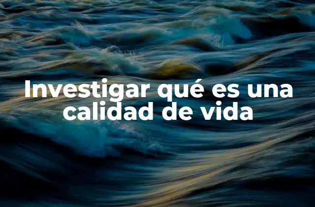 Investigar Qué es una Calidad de Vida