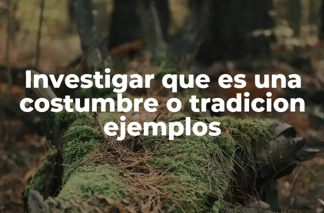 Investigar que es una Costumbre o Tradicion Ejemplos